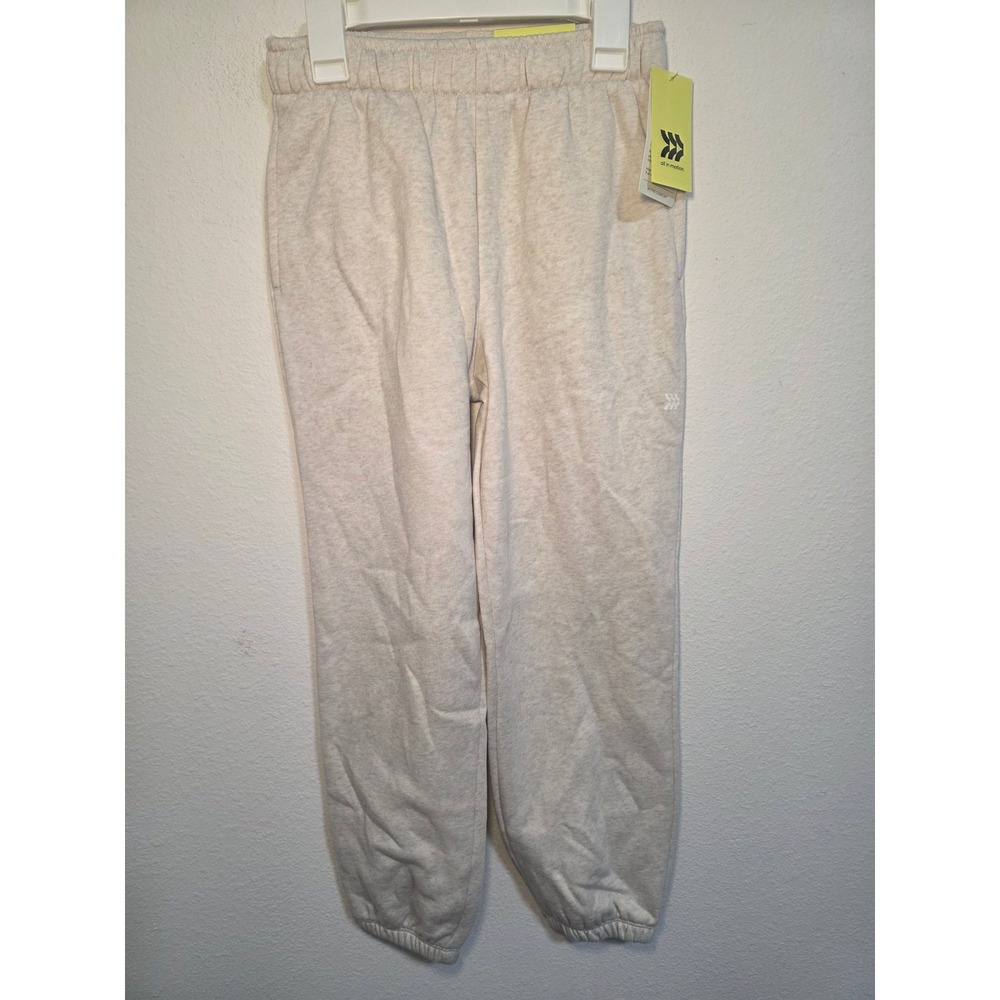 All in Motion Girls Active Comfort Joggers Heather Cream High Rise Size M 8 NWT